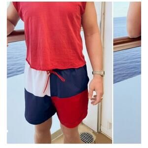 Show Me Your MuMu Man Mu Swim Trunks Sz XL New Red White Blue Beach Patriotic